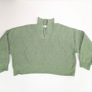Sugar Moon Green Knit Half Zip Cropped Pullover Sweater XXL [204]